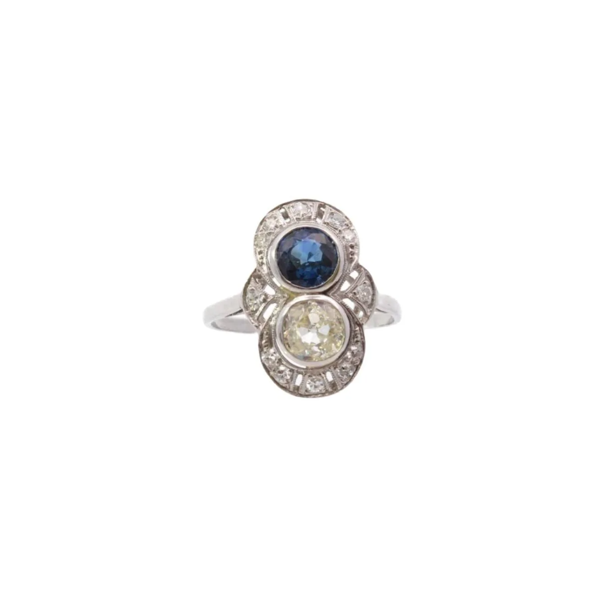 Platinum, Sapphire, and Diamond Ring