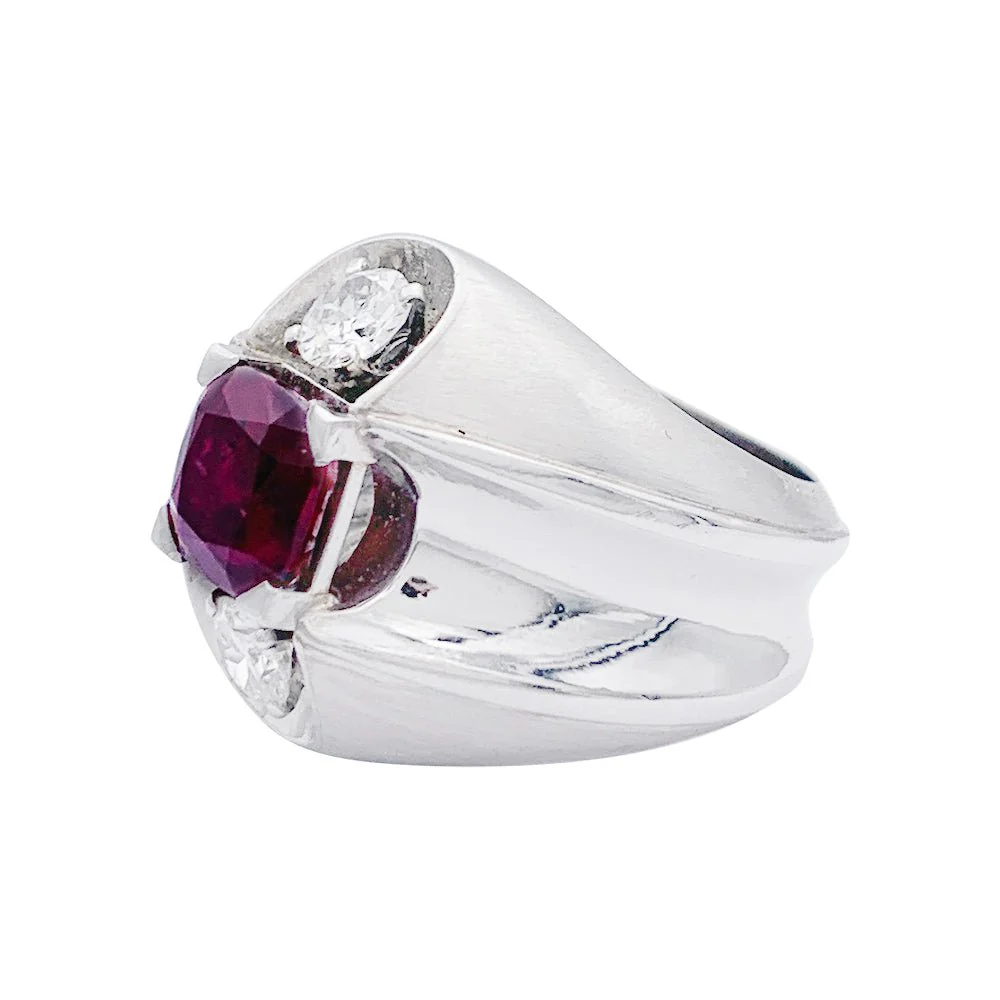 BOUCHERON Art Deco ring in platinum, rubies, diamonds. - Image 6