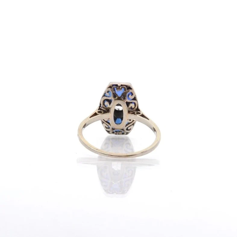 Entourage ring in platinum, diamond and synthetic sapphires  - Image 3