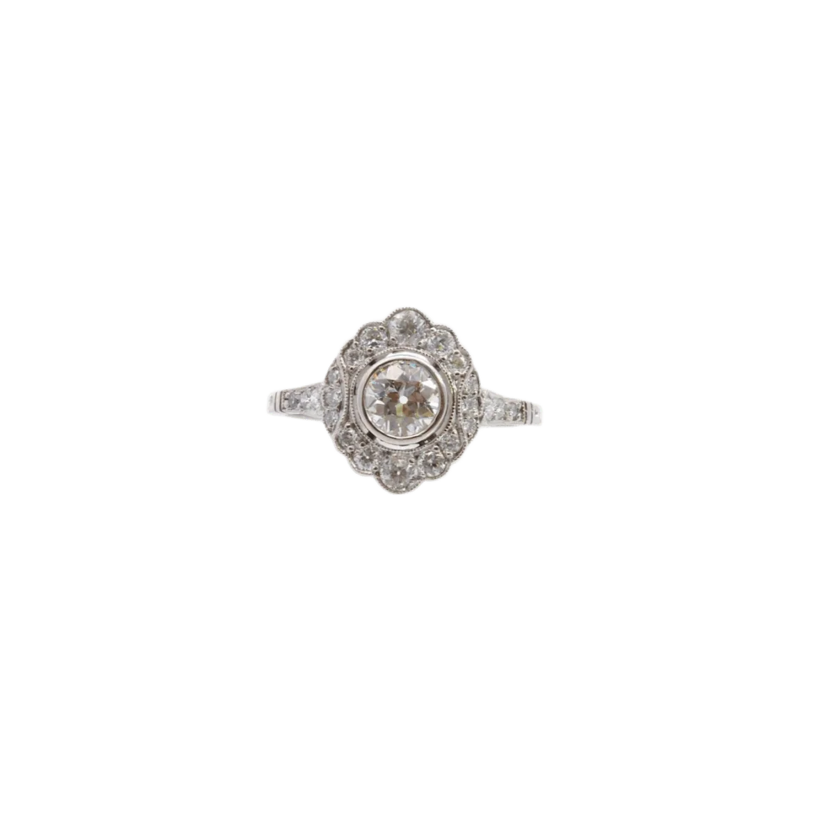 Ring Marguerite en paltinium and diamonds