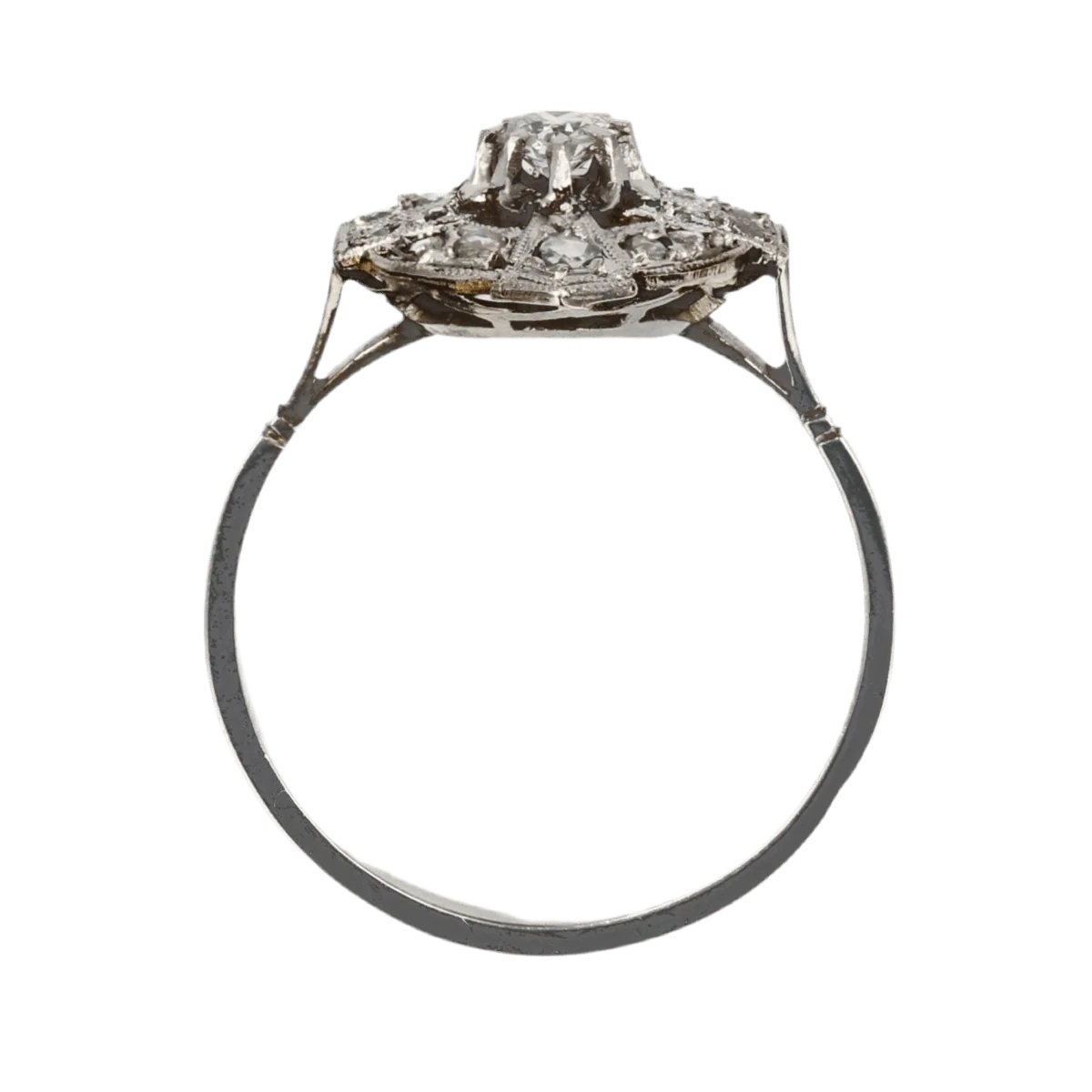Pompadour ring in white gold, platinum and diamonds - Image 6