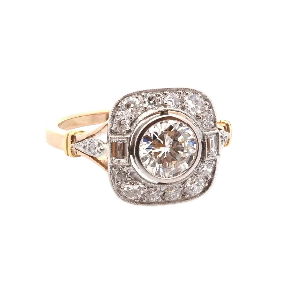 Pompadour ring in yellow gold, platinum and diamonds - Image 4