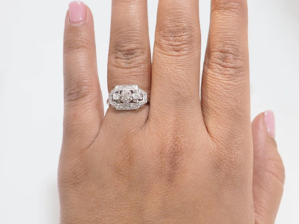 Ring Art Deco in paltinium and diamonds - Image 2