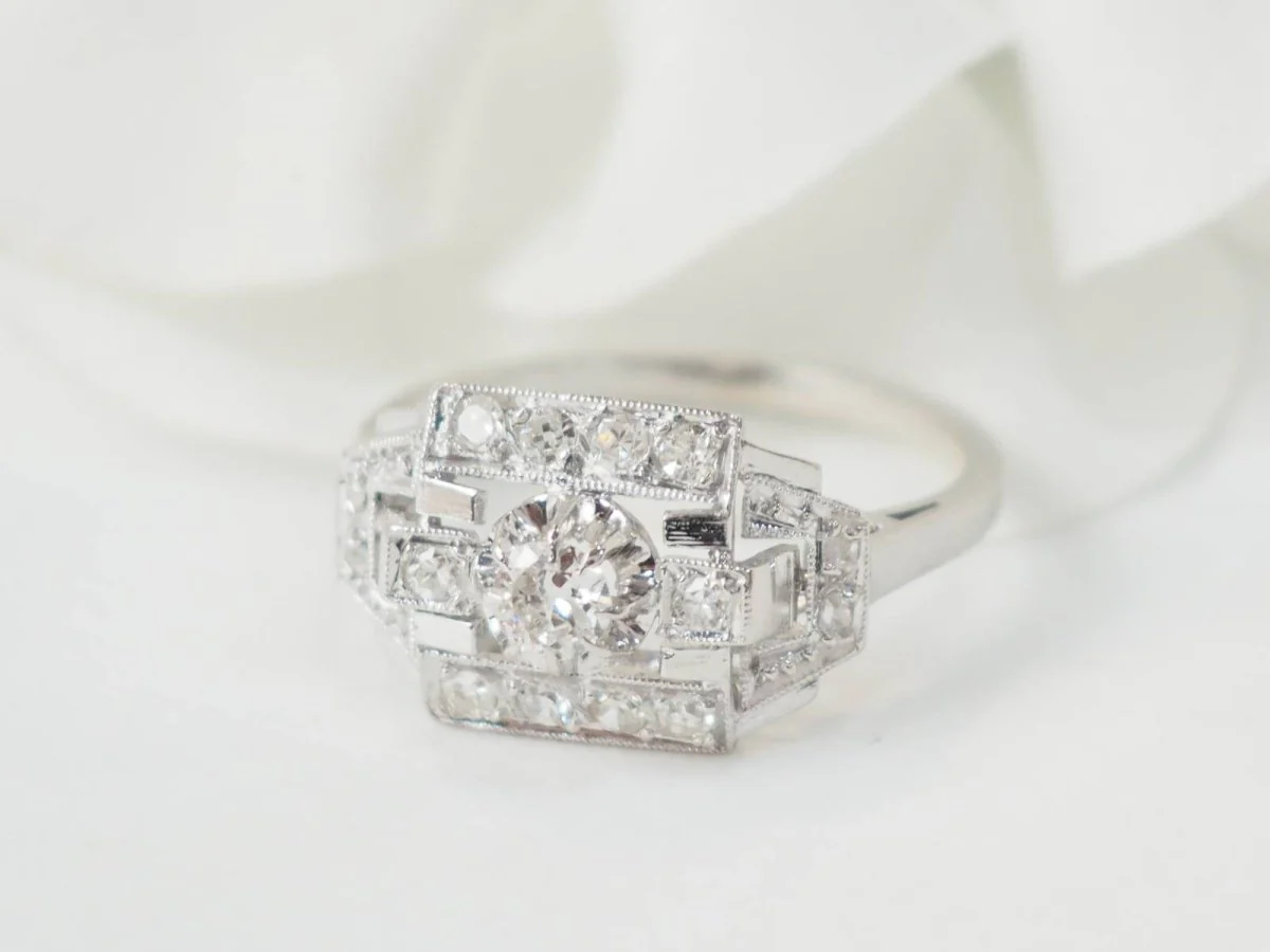 Ring Art Deco in paltinium and diamonds - Image 4