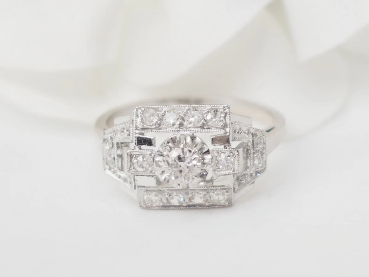 Ring Art Deco in paltinium and diamonds - Image 6