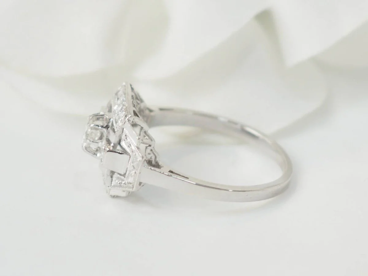 Ring Art Deco in paltinium and diamonds - Image 7