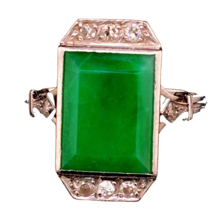 Ring Art Deco in paltinium and jade - Image 2