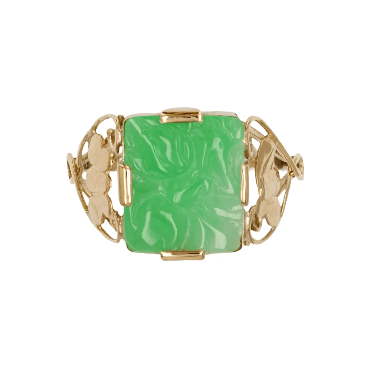 Yellow gold and jade ring