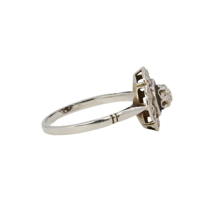 Art Deco ring in white gold, sapphires and diamonds - Image 4