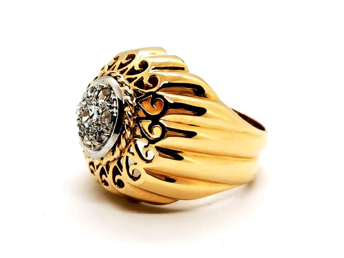 Art deco ring Yellow gold Diamond - Image 4