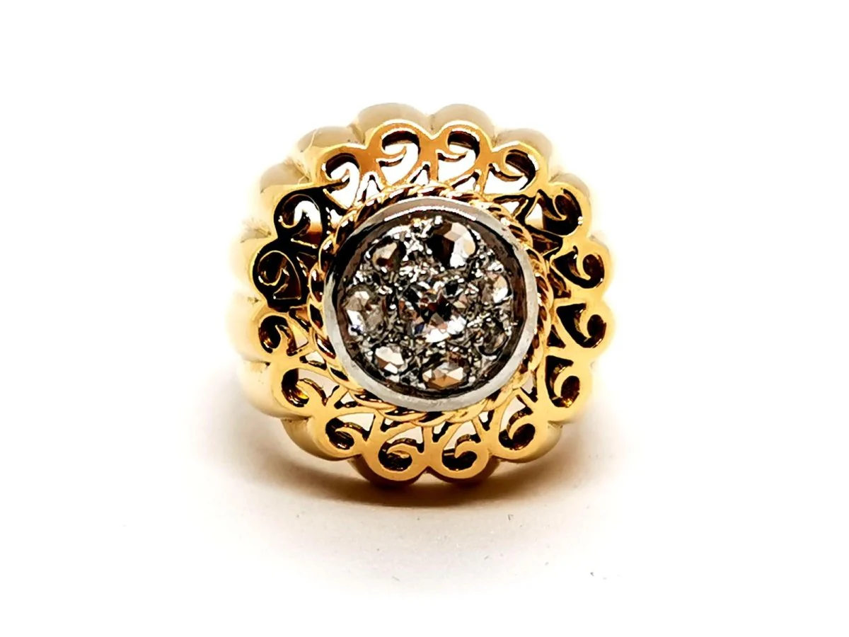 Art deco ring Yellow gold Diamond - Image 7