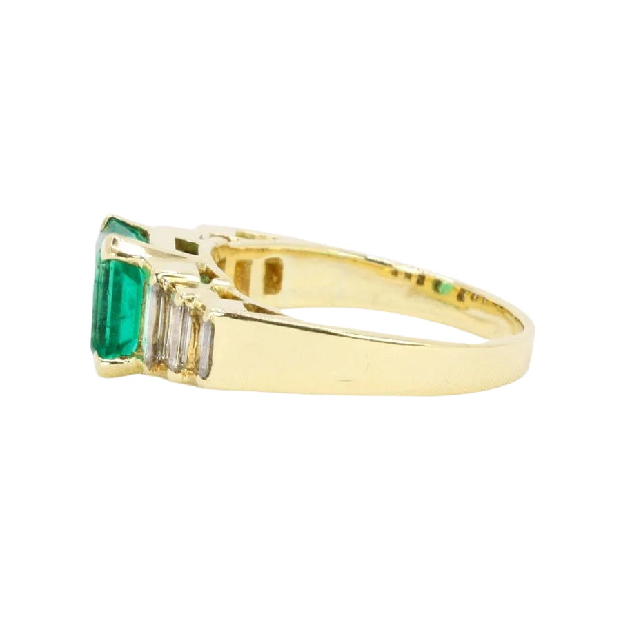 Ring Art Deco in yellow gold, emerald and diamonds - Image 7