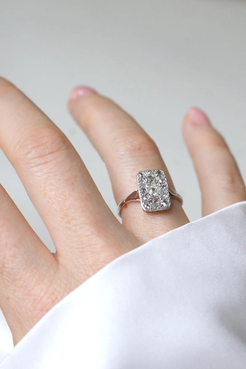 Ring Art Deco in white gold and diamonds - Image 2