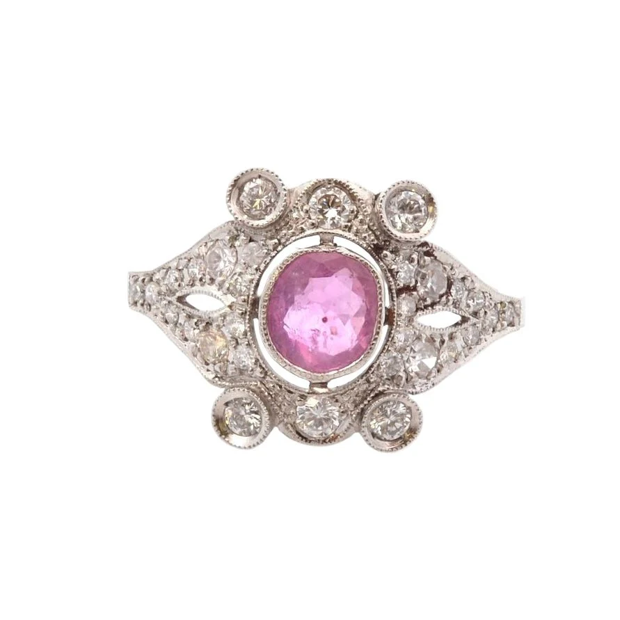 Platinum, ruby and diamond ring - Image 2