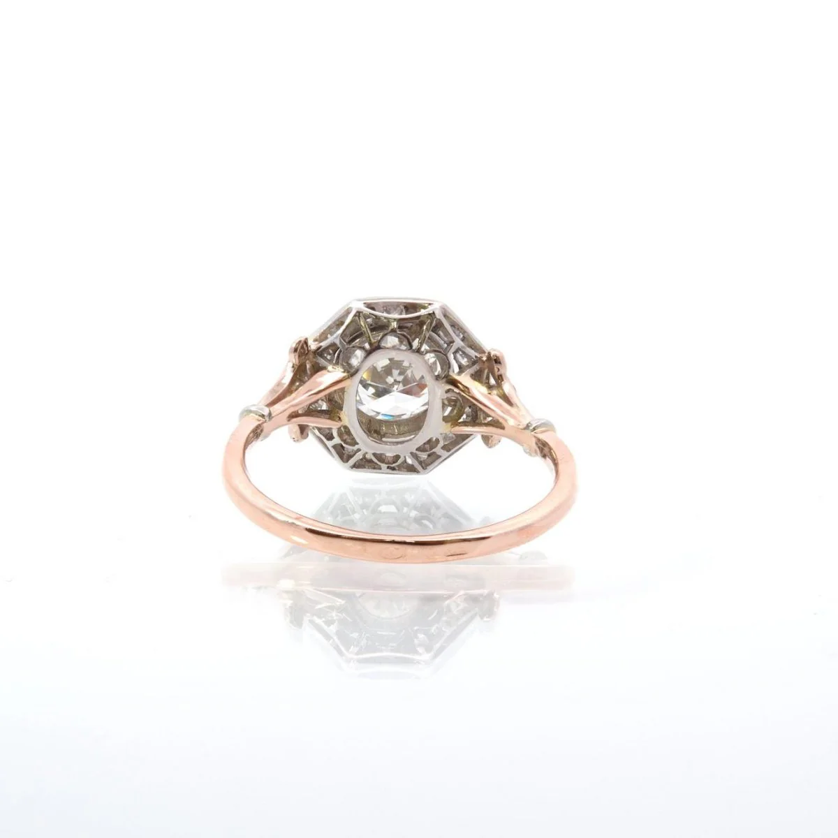 Ring Marguerite en rose gold, paltinium and diamonds - Image 4