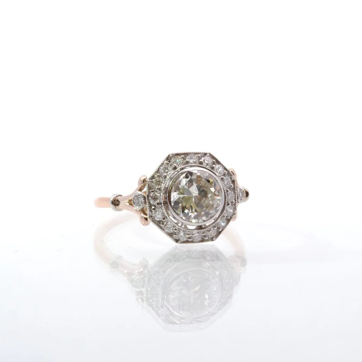 Ring Marguerite en rose gold, paltinium and diamonds - Image 5