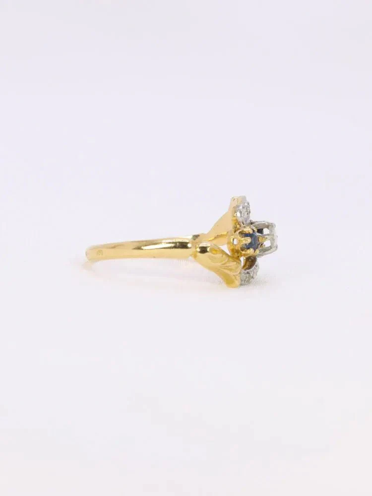 Ring Trilogy in yellow gold, Sapphire and diamonds - Image 6