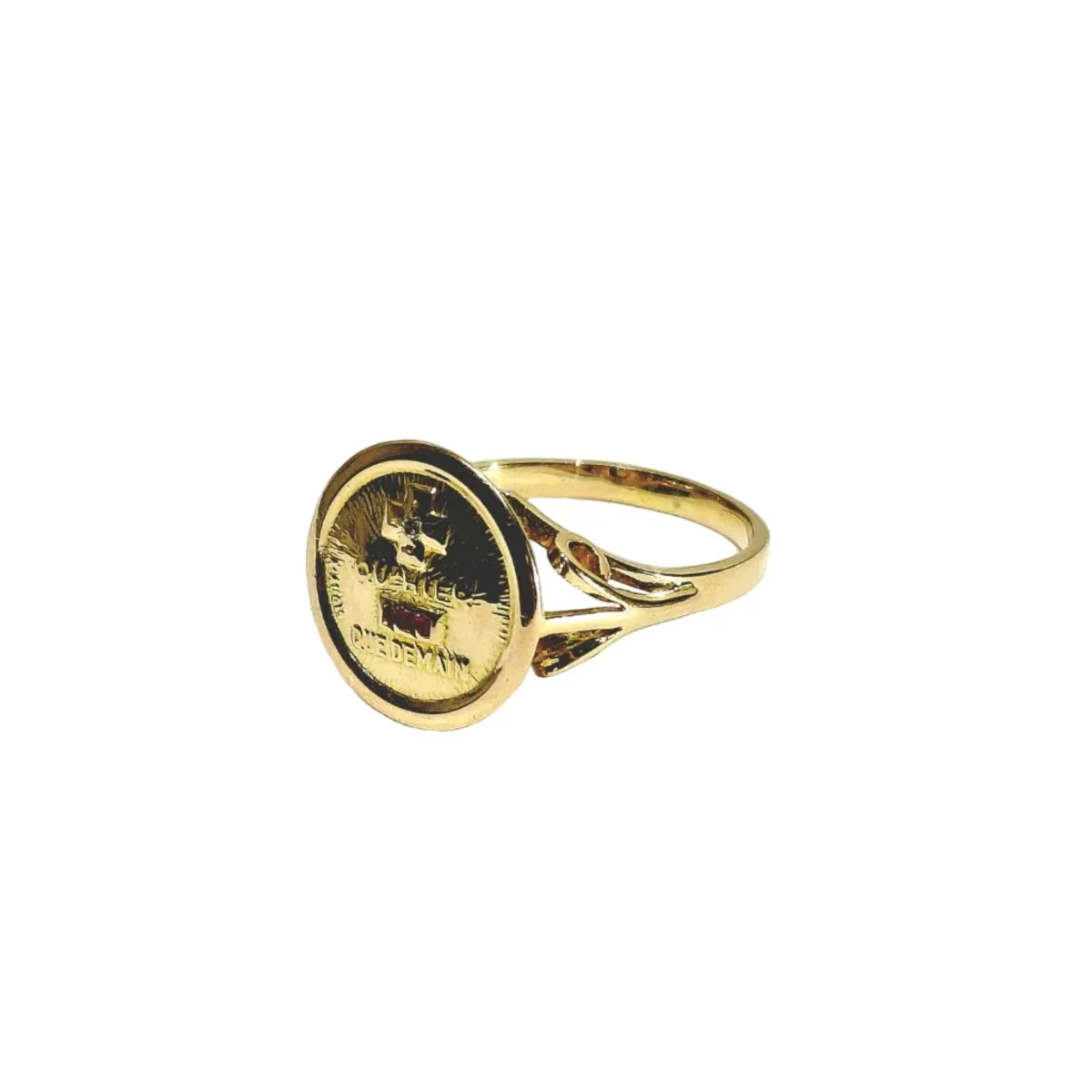 AUGIS "More than yesterday, less than tomorrow" Ring in yellow gold, Ruby and Diamond - Image 3