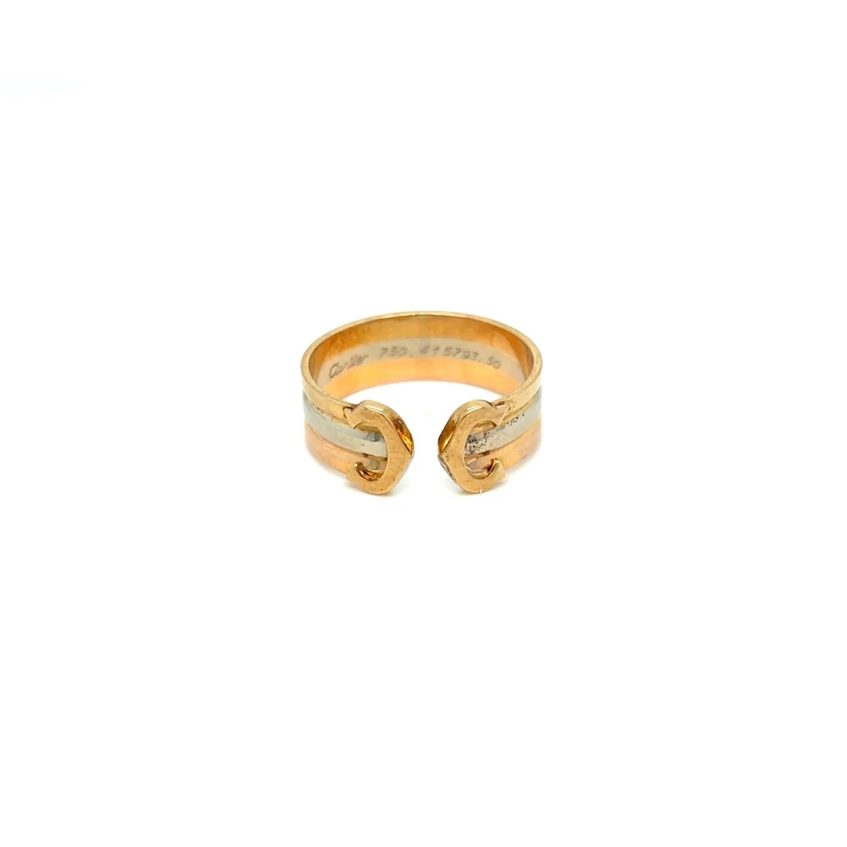 Ring Bandeau CARTIER "Double C" in Yellow gold, White gold and Rose gold