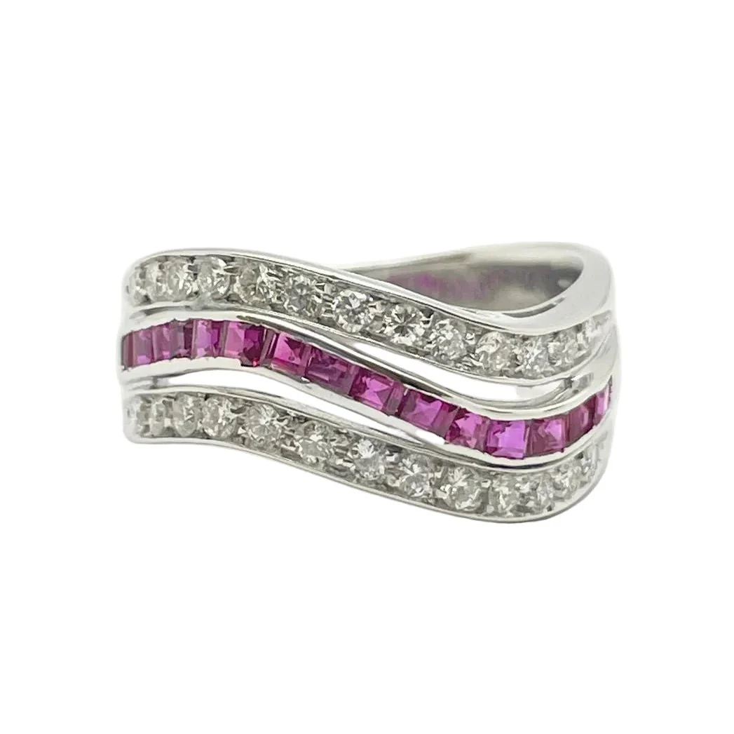 Ring Headband in white gold, ruby and diamonds