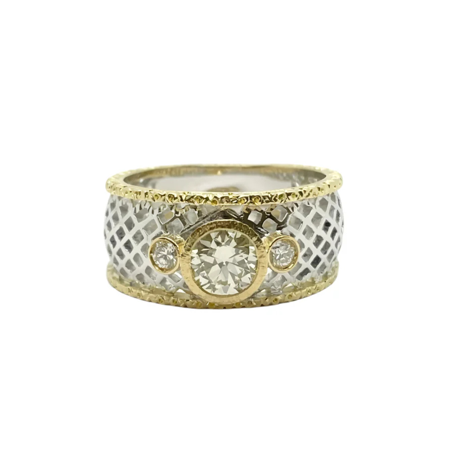 Bandeau ring in yellow gold and diamonds