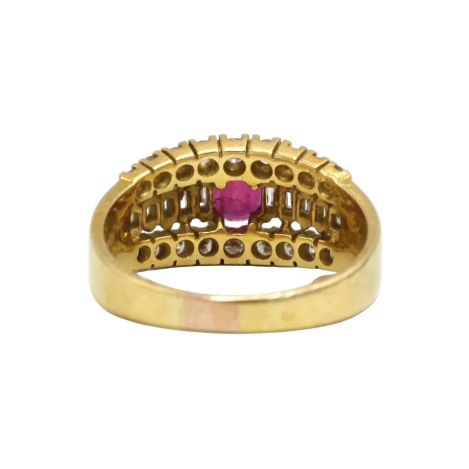 Ring Headband in yellow gold, ruby and diamonds - Image 5