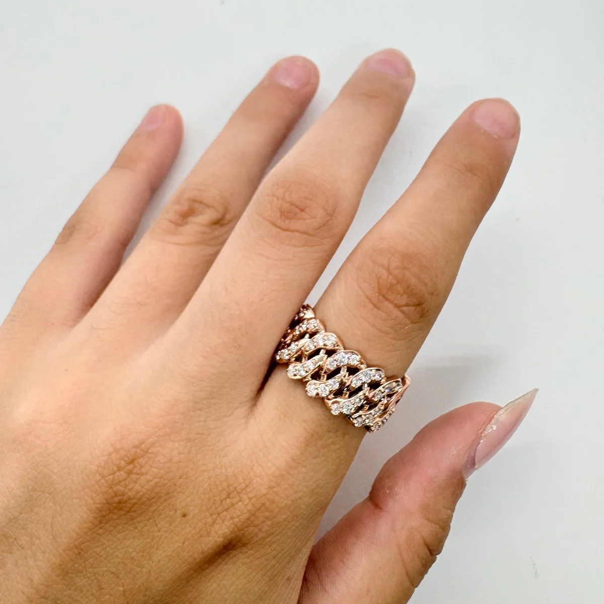 Rose Gold and Diamond Band Ring - Image 2