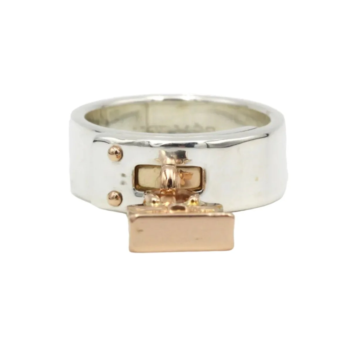 HERMÈS "Amulettes" Band Ring in rose gold and silver