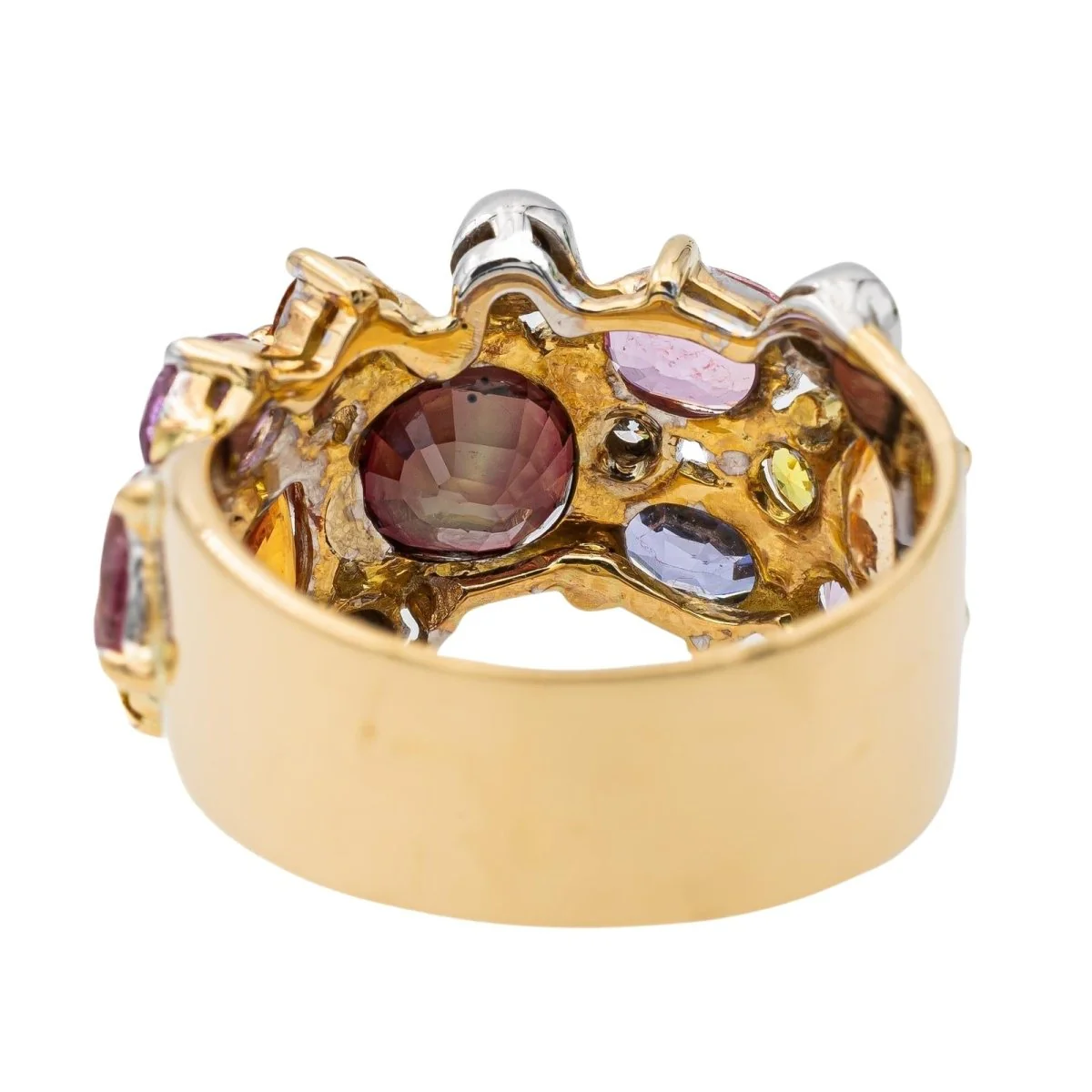 Bandeau ring in yellow gold, garnet, sapphires and diamonds - Image 5