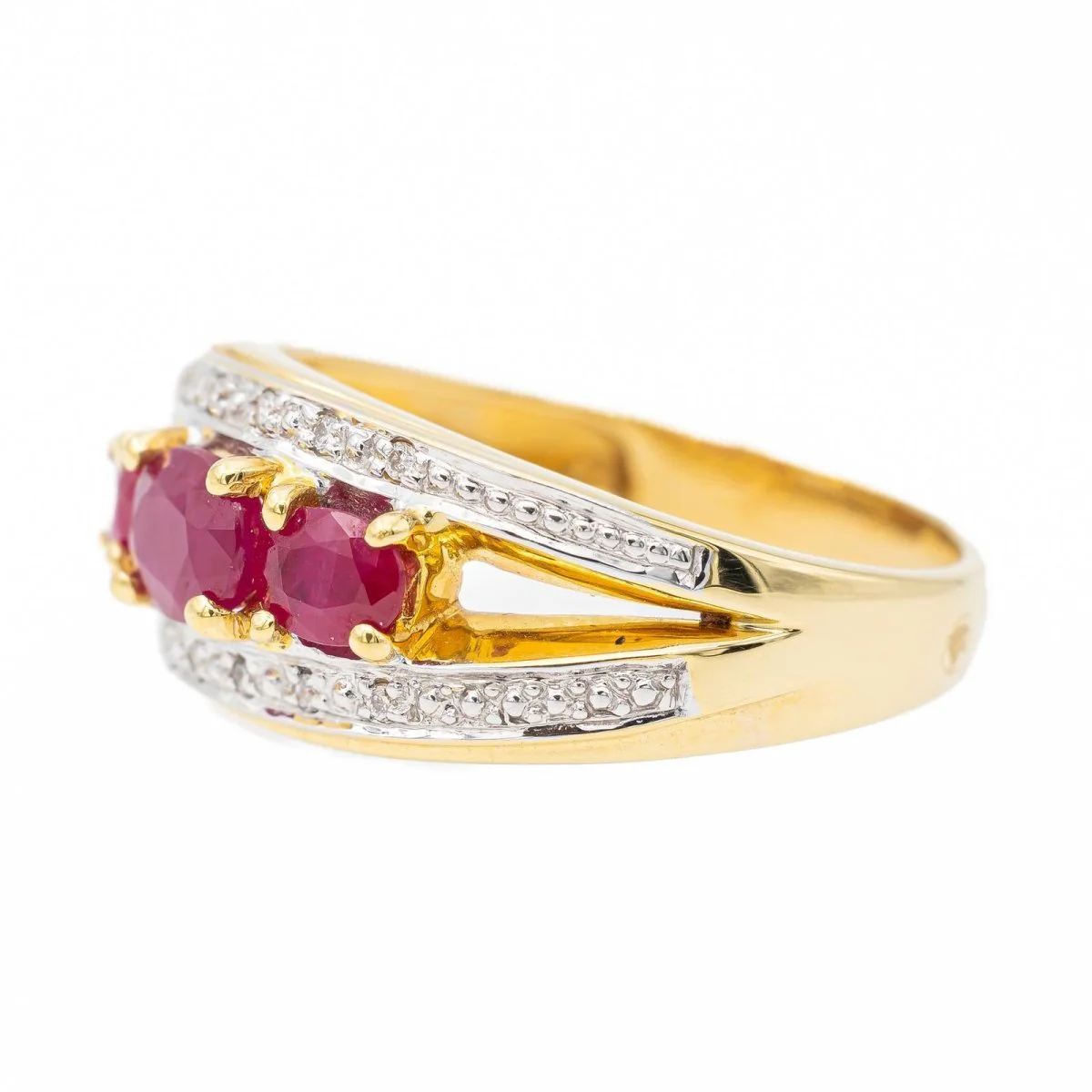 Ruby Yellow Gold Band Ring - Image 3