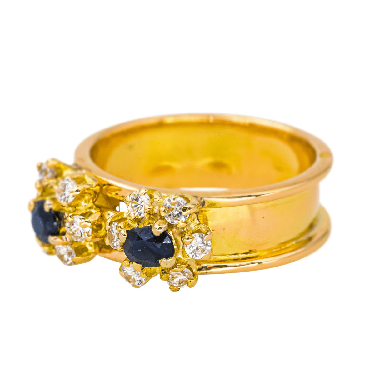 Bandeau ring in yellow gold, sapphires and diamonds - Image 3