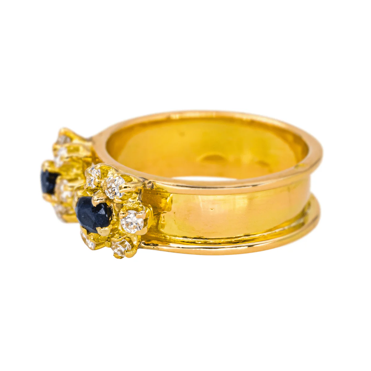 Bandeau ring in yellow gold, sapphires and diamonds - Image 4