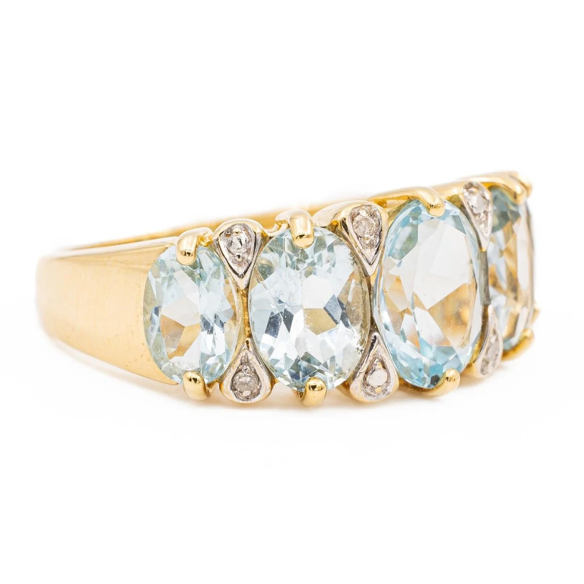 Yellow Gold Topaz Band Ring - Image 7
