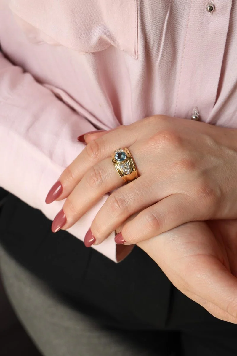 Yellow Gold Topaz Band Ring - Image 2