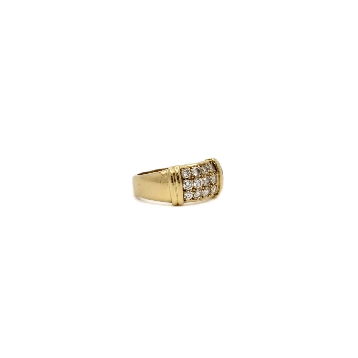 Bague bandeau pavage en or jaune et diamant - Image 4