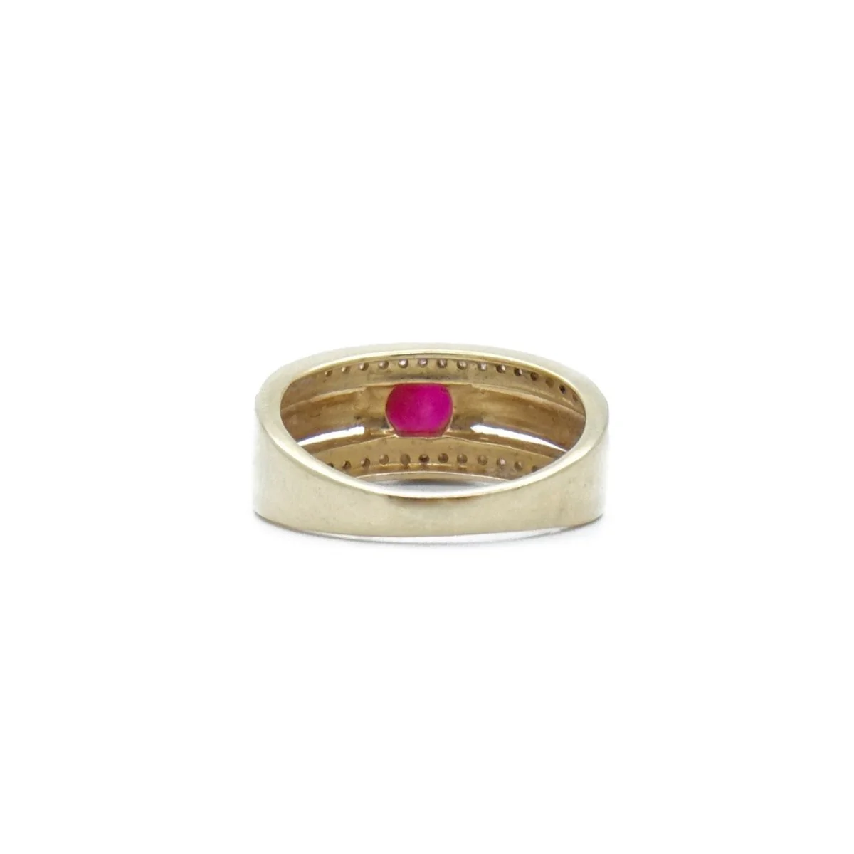 Ring Headband in yellow gold, white gold, ruby and diamonds - Image 4