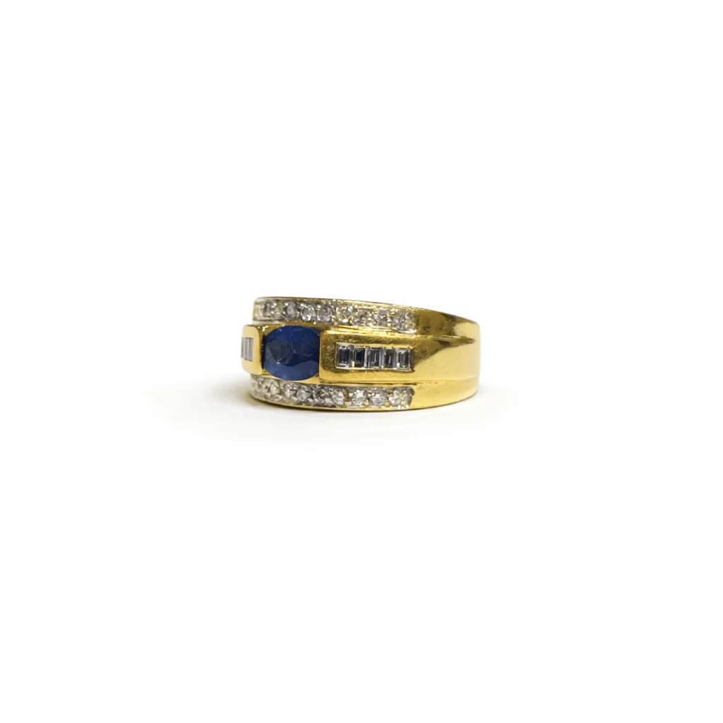 Bague bandeau en or jaune et saphir - Image 5