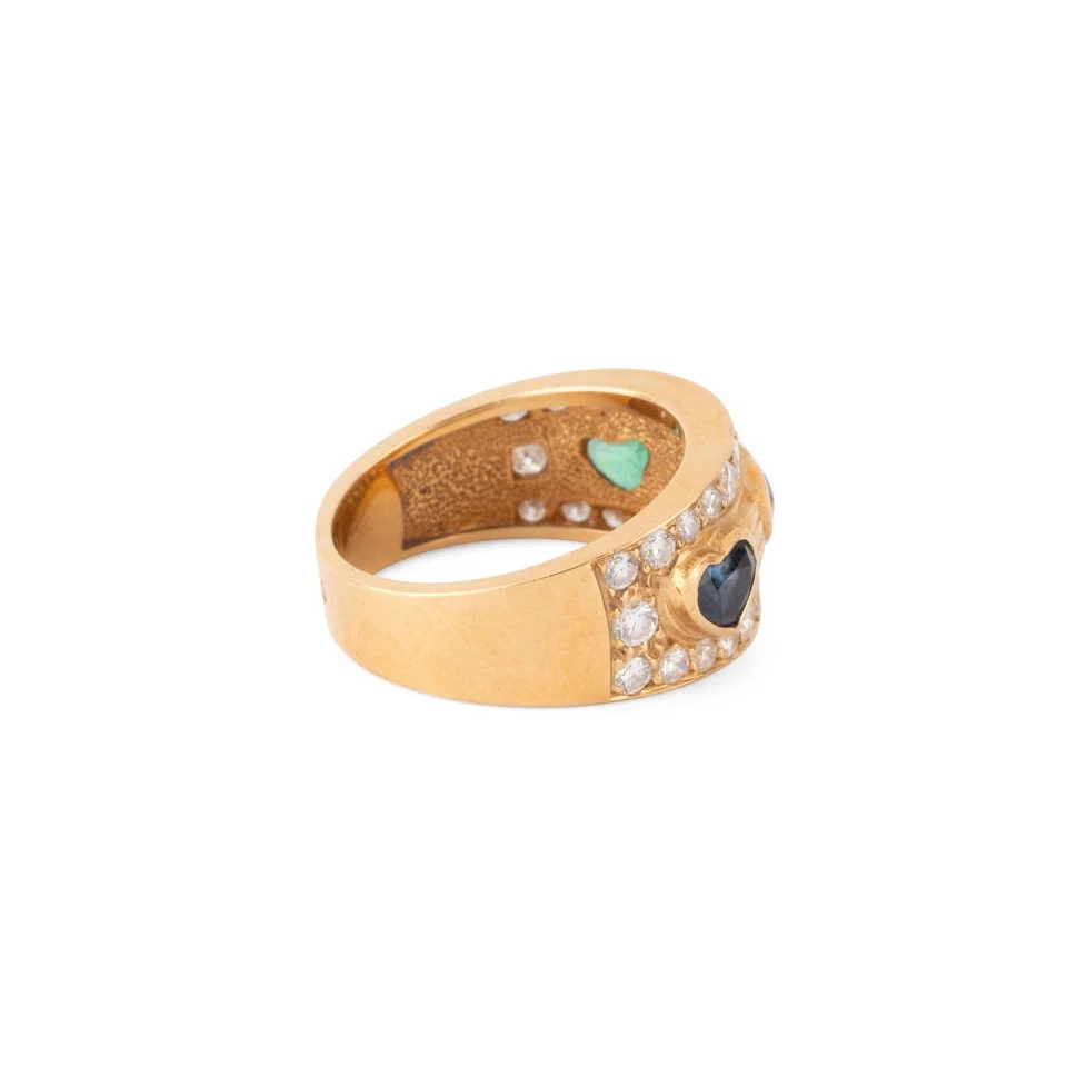 VAN CLEEF & ARPELS band ring in yellow gold, sapphire, ruby, emerald and diamonds - Image 2