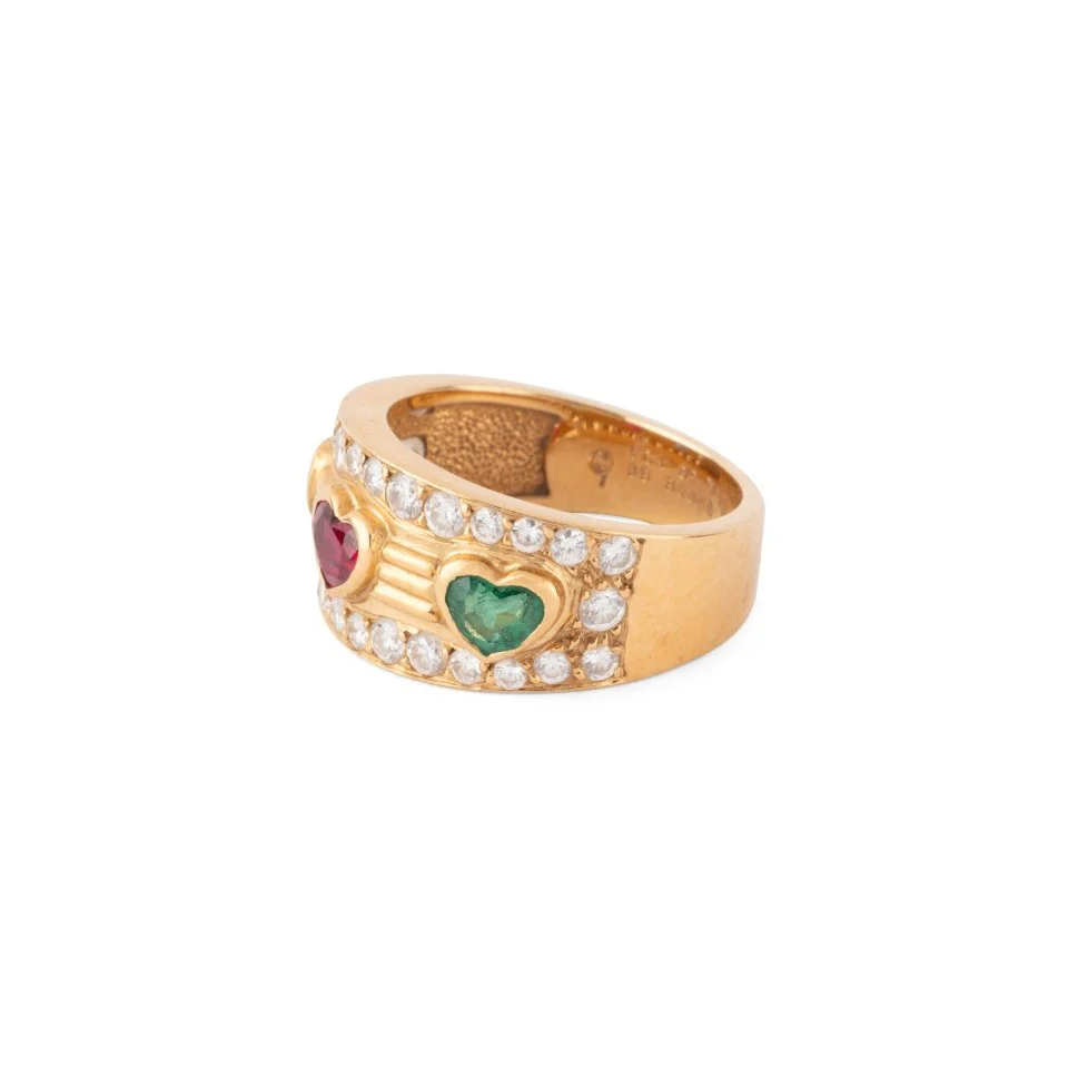 VAN CLEEF & ARPELS band ring in yellow gold, sapphire, ruby, emerald and diamonds - Image 3