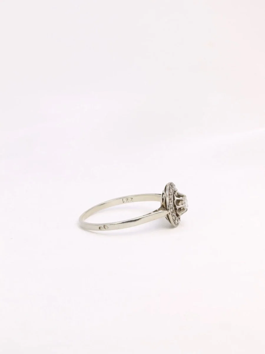 Belle Epoque gold platinum ring with old cut diamonds 0.15 ct - Image 7