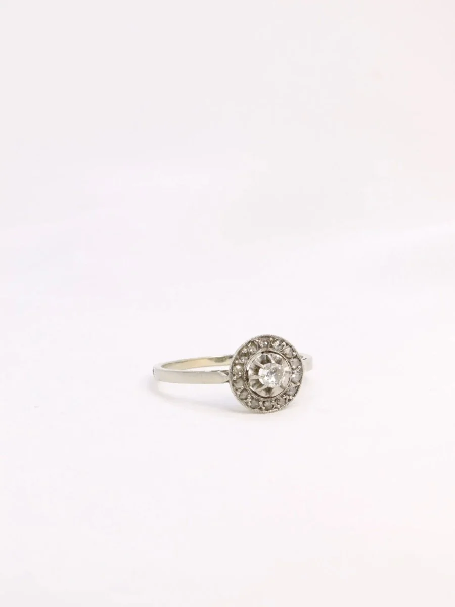 Belle Epoque gold platinum ring with old cut diamonds 0.15 ct - Image 8