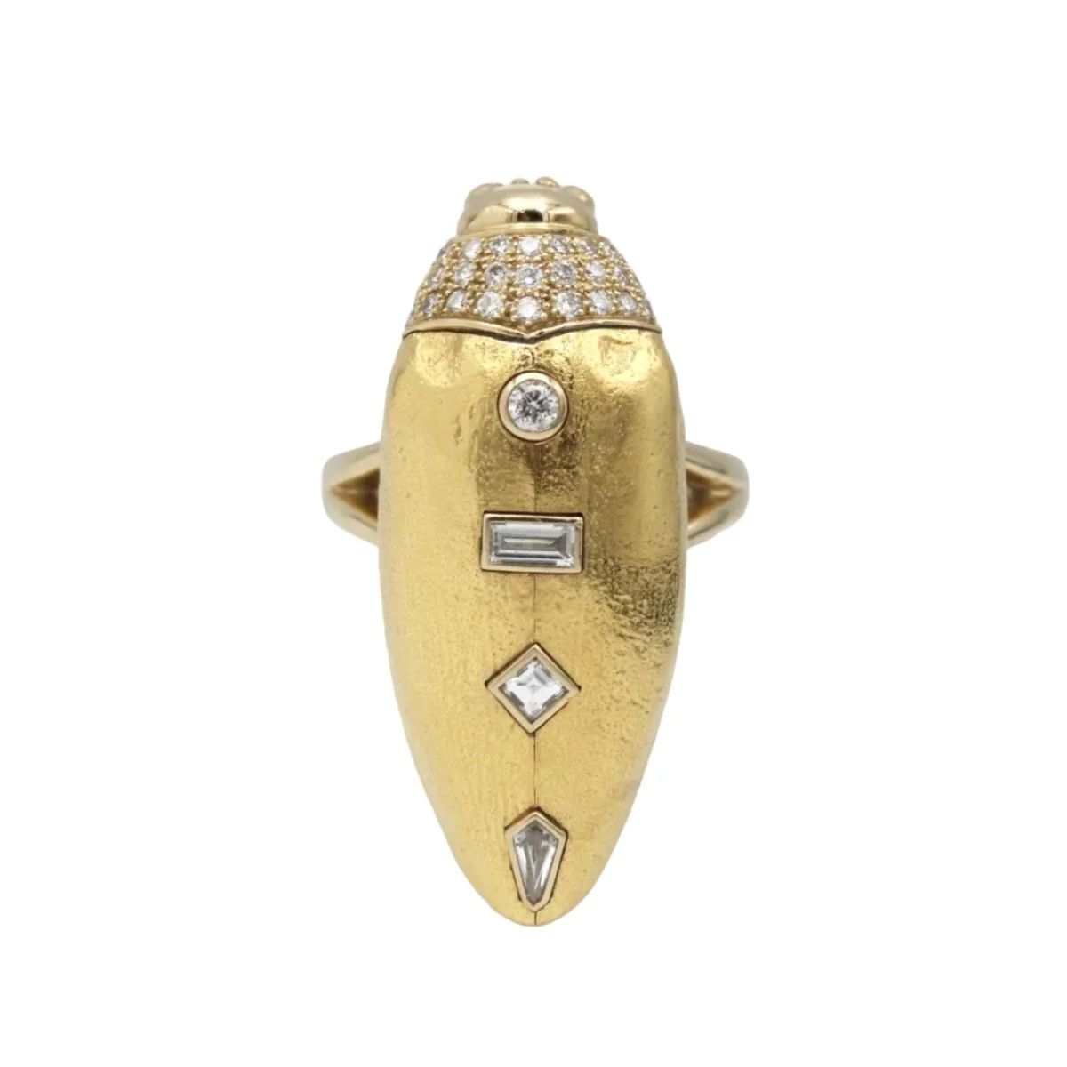 Ring BIBI VAN DER VELDEN "Scarabée" in yellow gold, garnets and diamonds