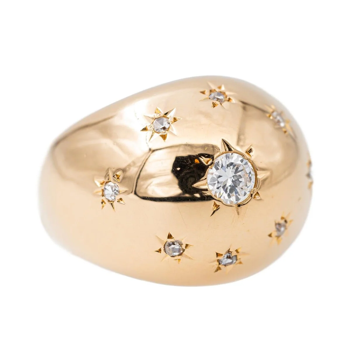 Dome ring in pink gold and diamonds - Image 3