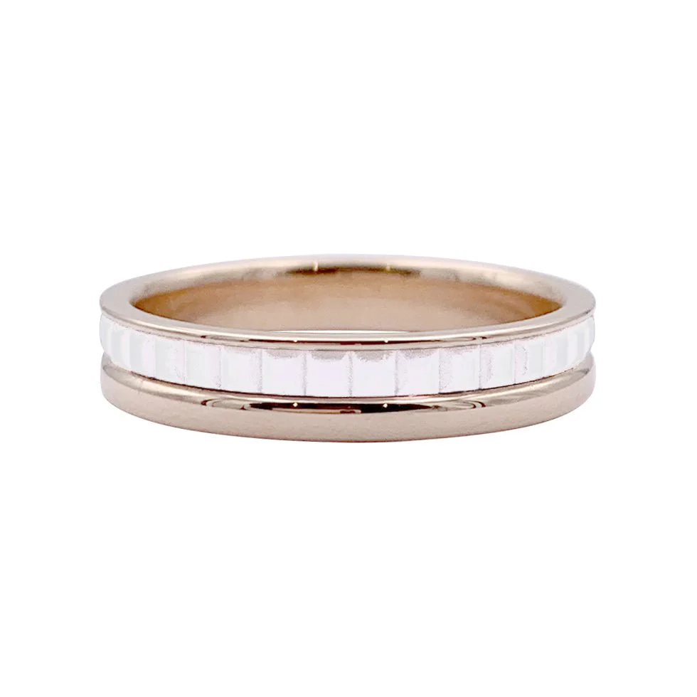BOUCHERON “Quatre White Edition” alliance ring in ceramic and pink gold