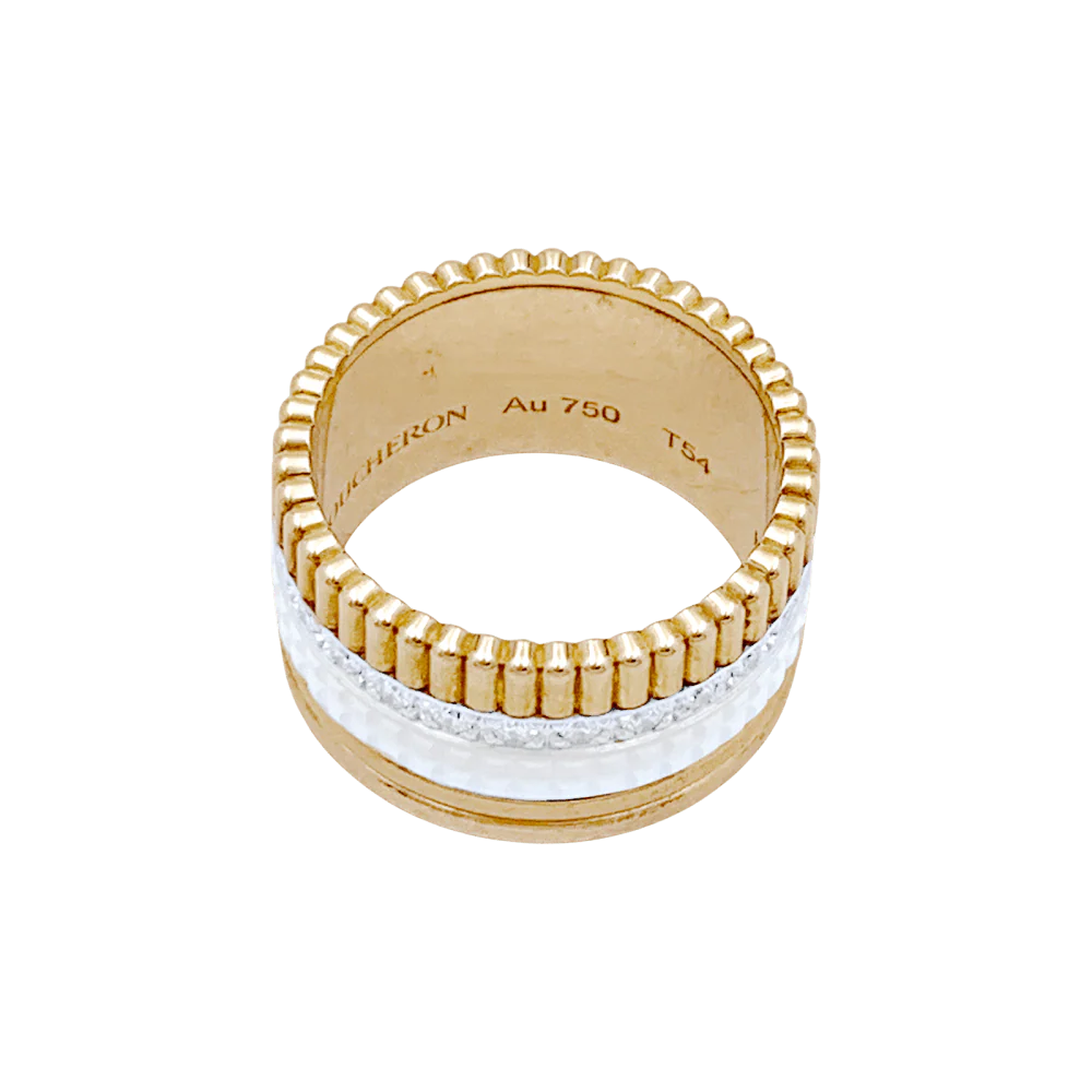 BOUCHERON "Quatre White Edition" Band Ring in yellow gold, white gold, rose gold, ceramic and diamonds - Image 3
