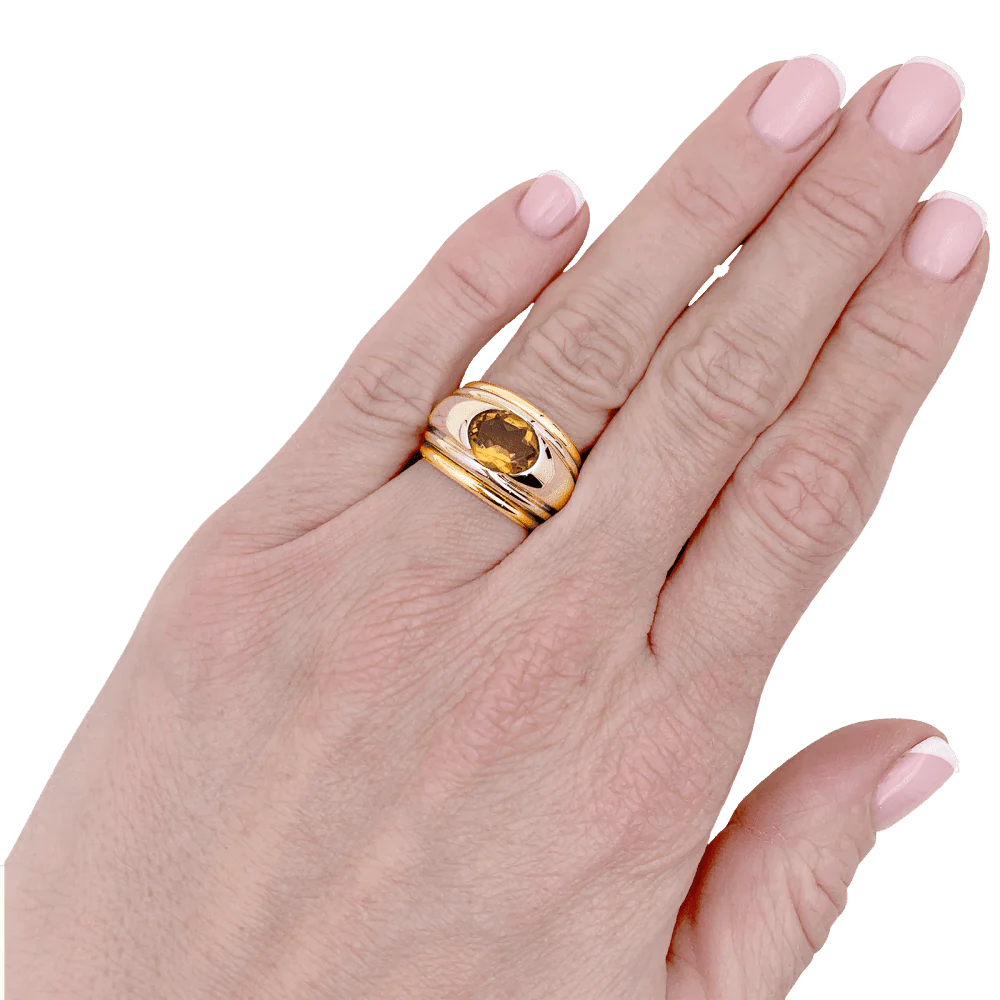 Ring BOUCHERON "Roxane" dome in white gold, yellow gold and citrine - Image 2