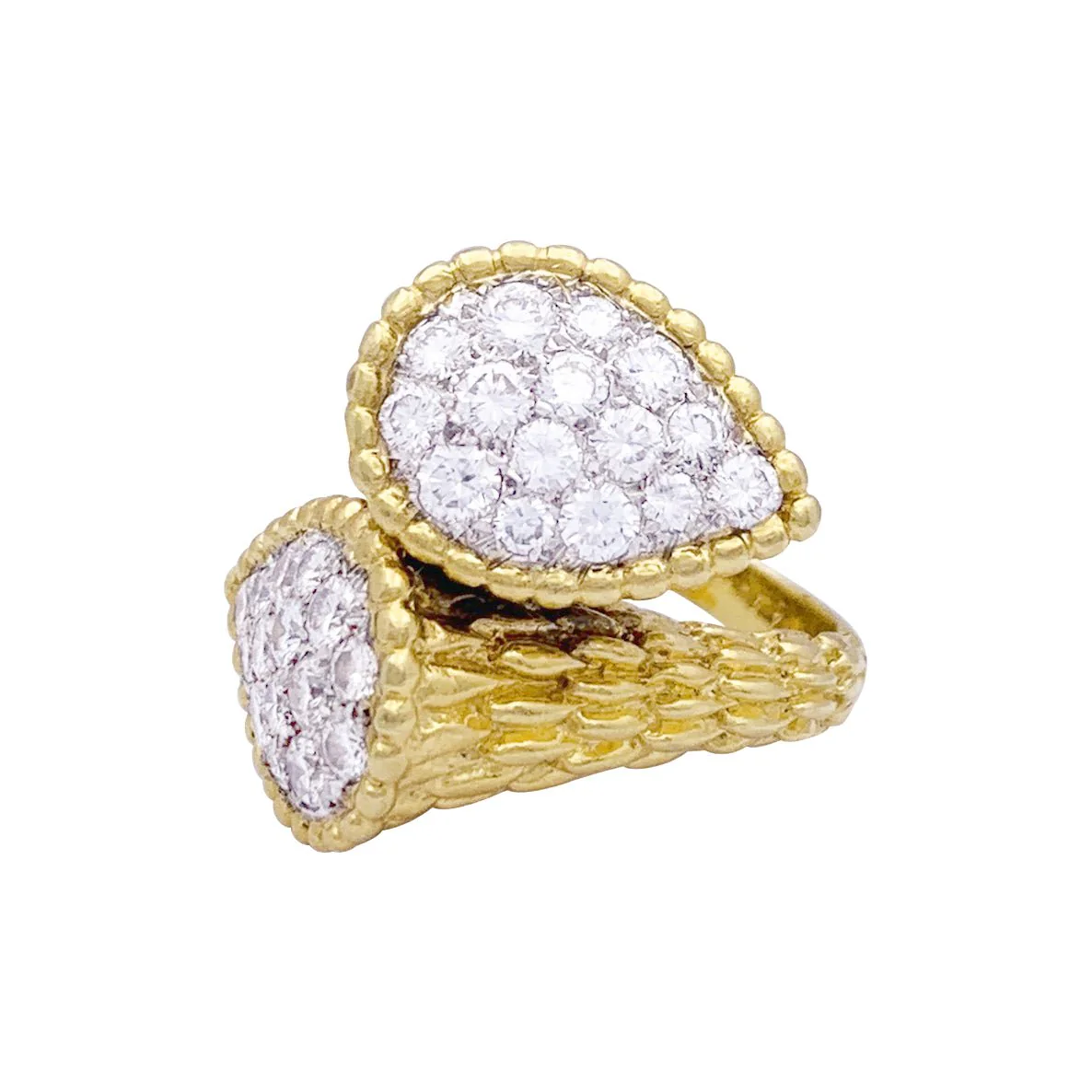 Toi et Moi BOUCHERON “Serpent Bohème” ring in yellow gold, platinum and diamonds