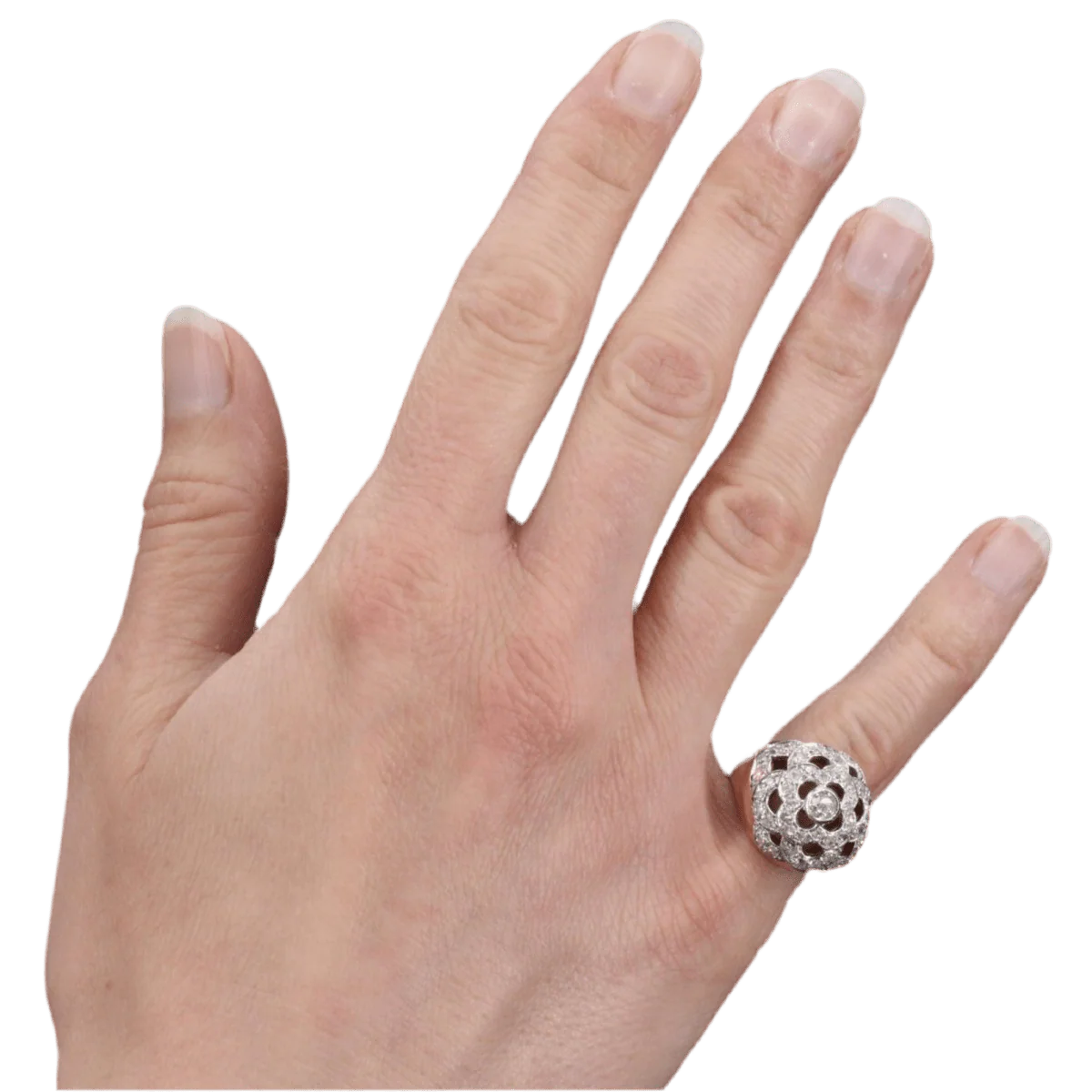 Ring Dome in yellow gold, paltinium and diamonds - Image 2
