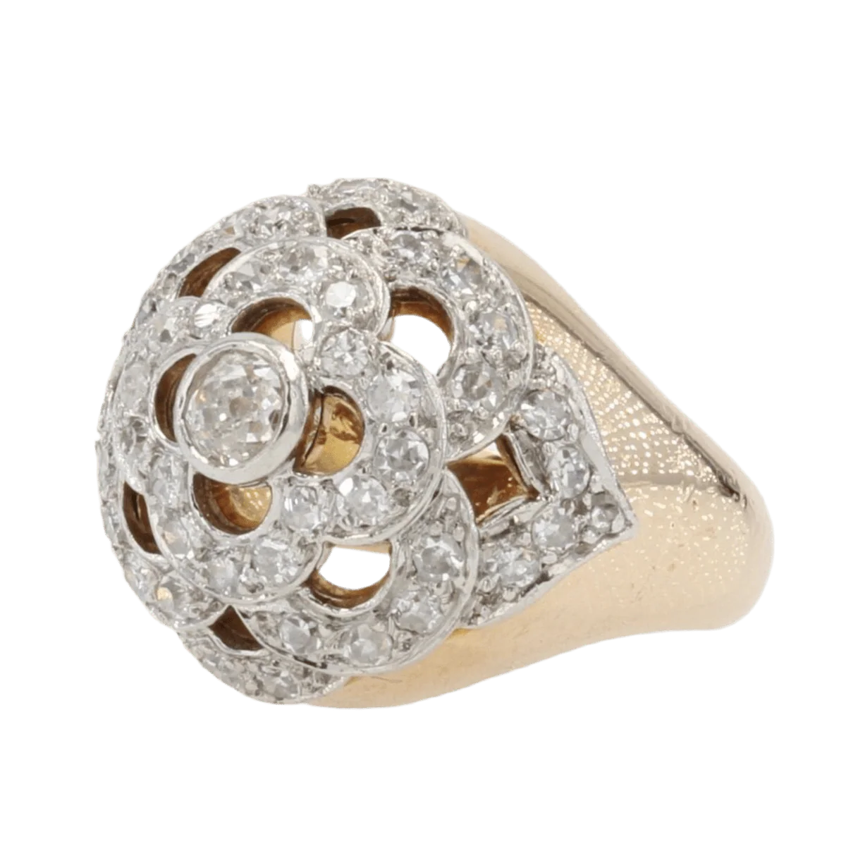 Ring Dome in yellow gold, paltinium and diamonds - Image 3