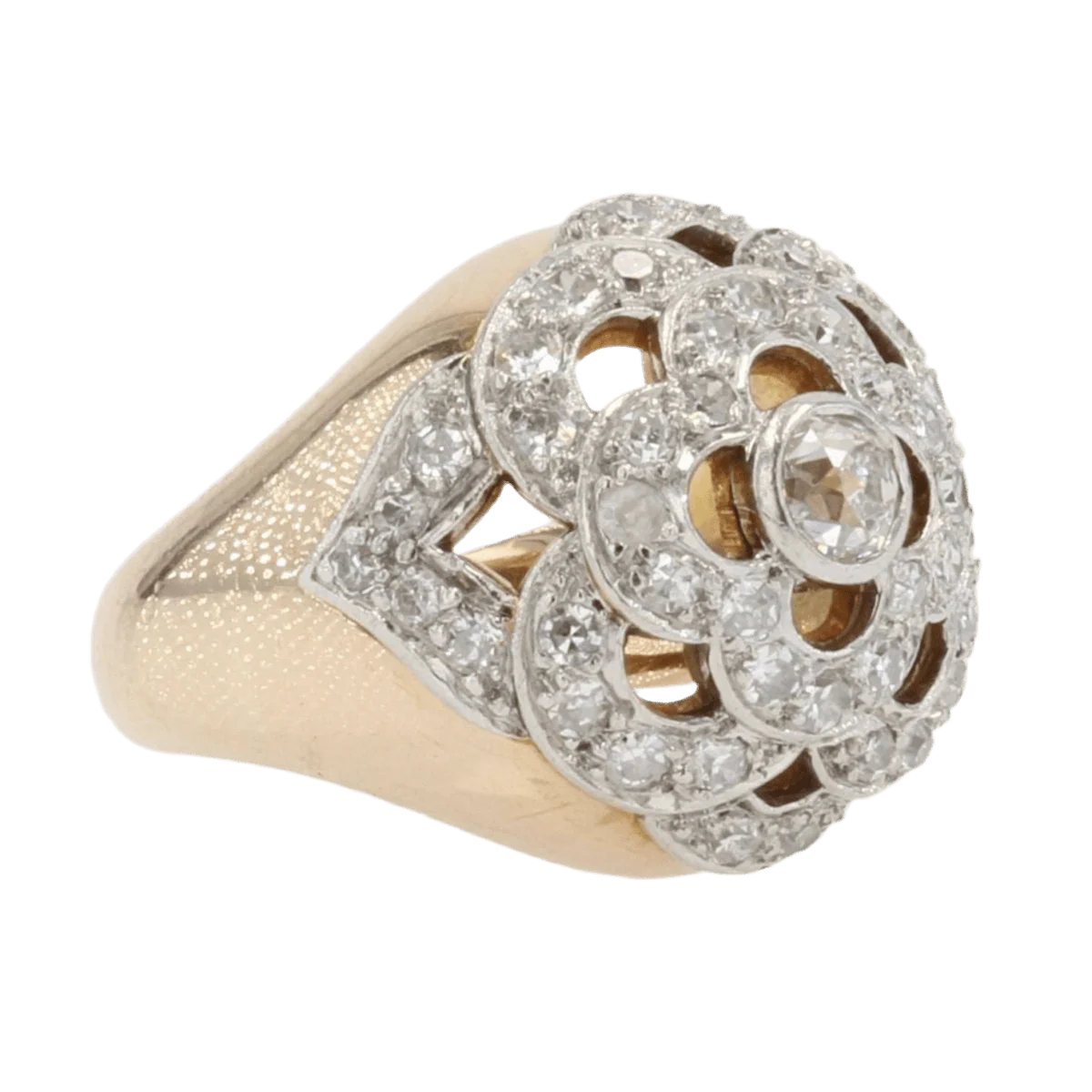 Ring Dome in yellow gold, paltinium and diamonds - Image 5